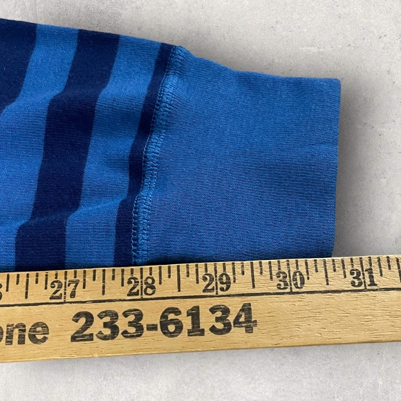 Hanna Andersson Blue Striped Organic Cotton Pajama Set Medium Adult Top Pants - Picture 11 of 13